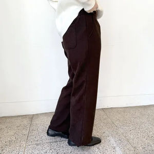 Nuevo 2025 casual Day caqui tela mujer casual pierna ancha color sólido pantalones de fibra de poliéster - Product Image 5