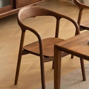 木製バックダイニングチェア カジュアルカフェチェア シンプルアームチェア オフィスデスクチェア 卸売 北欧風無垢材ホーム家具 モダン木製 - Product Image 3