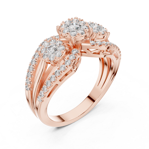 Bague en or rose sertie de diamants, élégante, brillante et stylée, bijou pour femme, idéale pour mariage, fiançailles et cadeau. - Product Image 2