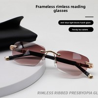 Lunettes de lecture Little Red Riding Book New Diamond sans monture, haute qualité, anti-UV, verres PC à motif géométrique, unisexe, pour visage carré