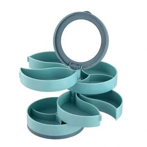 กล่องเก็บเครื่องประดับ 4 ชั้น หมุนได้ พร้อมฝาปิด สำหรับใส่ต่างหู สร้อยคอ กระจก และอุปกรณ์จัดเก็บเครื่องประดับ - Product Image 5