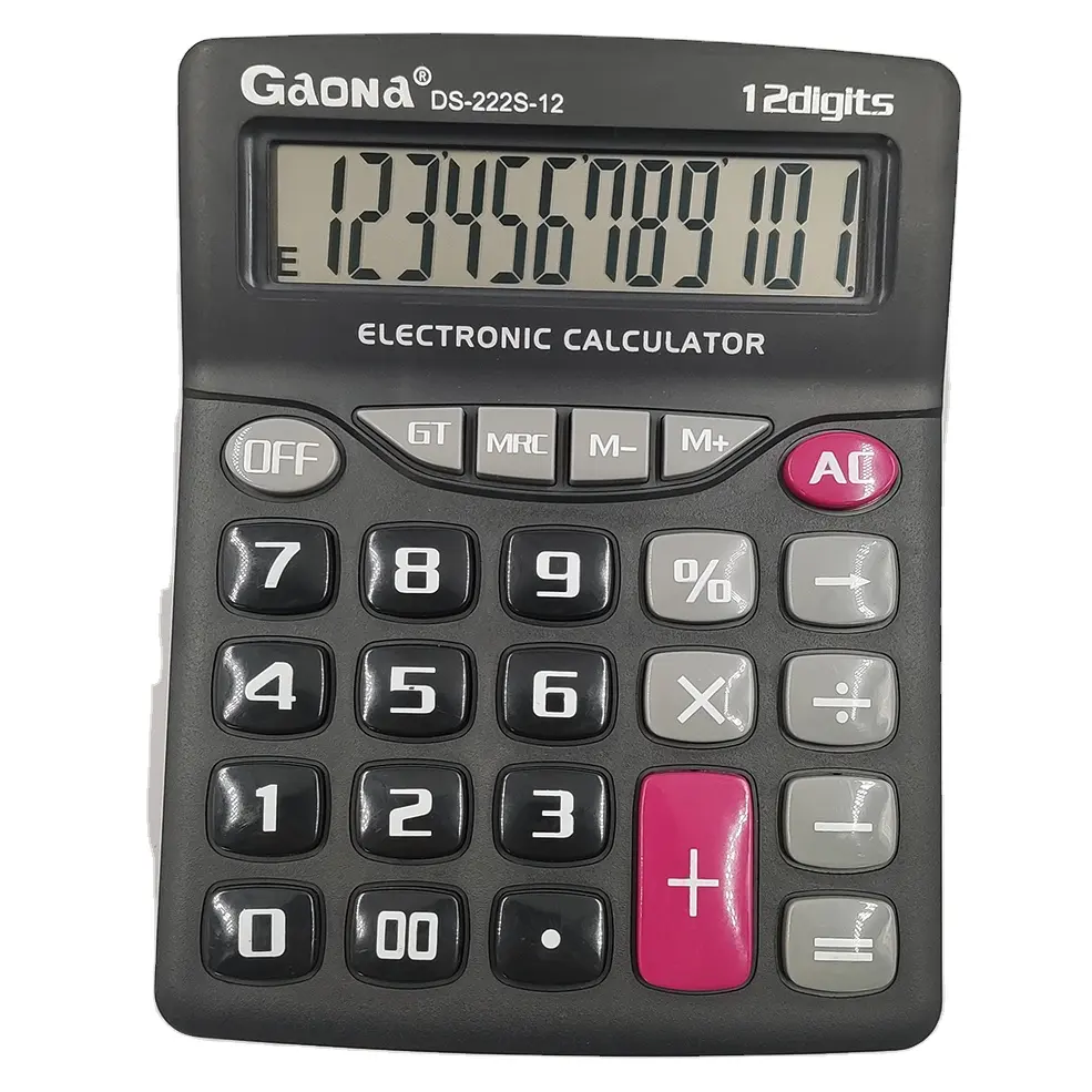 Calcolatrice da tavolo palmare a doppia potenza a 12 cifre di grandi dimensioni a basso costo reale a batteria calcolatrice da ufficio Desktop