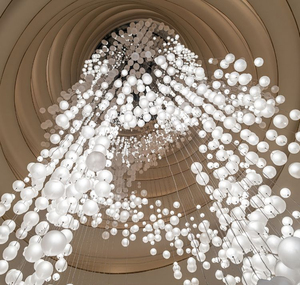 Elegante <span class=keywords><strong>lampadario</strong></span> <span class=keywords><strong>a</strong></span> globo con sfera in vetro con paralume Chic per ristoranti di lusso - Product Image 4