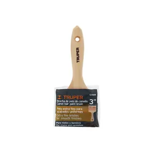 BOX 6 Brosse en poils de chameau 3 pouces avec manche en bois, TRUPER - Product Image 3