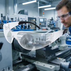 Industrial Clear Safety Eyewear CE EN166 PC <b>Frame</b> Anti-Slip Soft Temple Tips All Day Wear Protective Goggles - Product Image 1
