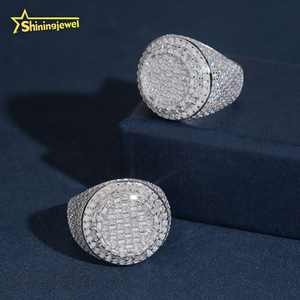 Círculo redondo Campeonato Anel Baguette Corte Diamante <span class=keywords><strong>Moissanite</strong></span> Homens Anel Passe Tester Diamante Hip Hop Jóias 925 Anel de Prata - Product Image 4