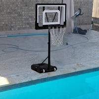 2-en-1 Panier de basket-ball pour piscine Ensemble de filets de volley-ball Filet de basket-ball pour piscine d'eau de natation