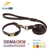 Ensemble collier et laisse pour chien en cuir tressé cousu main, couleur personnalisée, marron foncé vintage, plusieurs tailles, articles pour animaux de compagnie de qualité supérieure