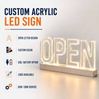 Enseigne LED personnalisée en acrylique, présentoirs lumineux en acrylique transparent, boîte lumineuse en acrylique pour vitrine de magasin et décoration de commerce de détail