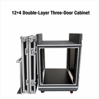Flight case professionnel en aluminium GEHUA à trois portes et double couche 6U/8U/10U/12U/14U/16U/18U+4U pour microphone, mixeur et amplificateur