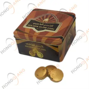 HongQiang Iron Box Pure Fruit Wood Incense Round Tablet Coal Hookah Shisha Golden Charcoal