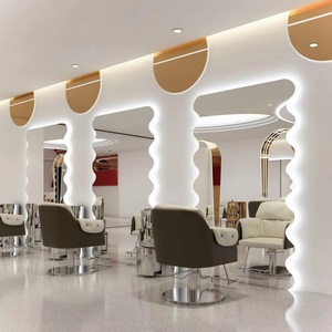 Muebles Modernos Blancos para Salón de Barbería, Silla de Peluquería y Espejo, Interior de Estudio de Belleza Comercial - Product Image 5