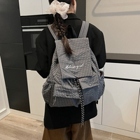 Sac à dos tendance à carreaux pour femme, idéal pour l'école, le quotidien, les voyages, grande capacité, léger