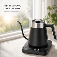 Bouilloire électrique à col de cygne personnalisable OEM/ODM avec logo, 1L, 1200W, 6 préréglages de température, pour la maison et la cuisine