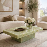 Table basse moderne personnalisée en onyx vert, table centrale pour le salon, table basse rectangulaire en onyx jade