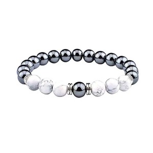 Usine En Gros <span class=keywords><strong>Europe</strong></span> et Amérique 8MM Howlite Tiger Eyes Image <span class=keywords><strong>Carte</strong></span> Pierre Noir Hématite Bracelets pour Femmes Hommes - Product Image 6
