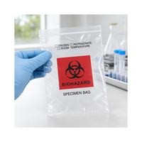 Sac de prélèvement LDPE 6x9 pouces 2 mil avec panneau d'avertissement rouge, pochette pour échantillons congelés, pour la pathologie, les maisons de retraite, l'expédition, la pharmacie, la vente en gros et l'OEM
