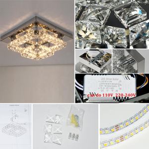 Özelleştirilmiş çift katmanlı kare kristal tavan lambası yatak odası oturma koridor aydınlatma mobilya Plafonnier - Product Image 2