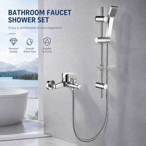 Mitigeur de douche mural thermostatique en laiton et acier inoxydable avec fonction pluie pour salle de bain - Product Image 1