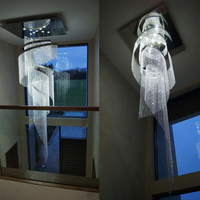 Lustre en cristal moderne K9 en acier inoxydable, lampe suspendue carrée à LED de forme ovale pour l'éclairage décoratif de bar d'hôtel à la maison