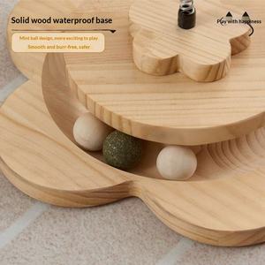 Petop Griffoir pour chat avec jouet interactif sur rail en bois, base en pin naturel, corde en jute, protection de meubles pour chats d'intérieur - Product Image 5