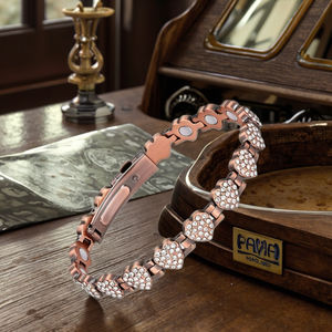 BioMagnético para As Mulheres Clássico Geométrico Diamante Cobre Puro Pulseiras Magnéticas Ímãs De Neodímio Ajustável Jóias Presente Diário - Product Image 3