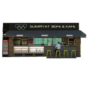 Gran espacio al aire libre comida rápida quiosco cabina diseño portátil café puesto decoración al aire libre jugo bar mostrador para la venta