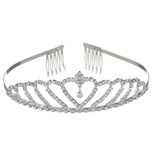 Hafif Lüks Rhinestone Kafa <span class=keywords><strong>Band</strong></span>ı Kalp şeklinde Elmas Taç Saç <span class=keywords><strong>Band</strong></span>ı Gümüş Renk Alaşım El <span class=keywords><strong>Band</strong></span>ı Düğün/Doğum Günü için - Product Image 2