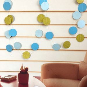 2m Long Paper Gold Glitter Dot Hanging Decoration for Kids Party Wedding Birthday - Product Image 1