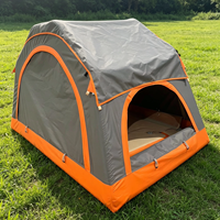 Tente de camping populaire en tissu Oxford PVC gris et orange avec fenêtre moustiquaire, tente de toit de voiture gonflable avec matelas gonflable