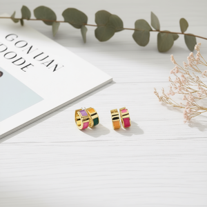 Orecchini a cerchio in acciaio inossidabile placcati oro, gioielli alla moda per donna - Product Image 3