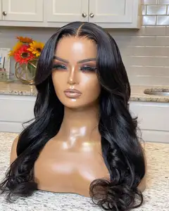 Read To Ship 13x4 Transparent Hd Lace Front Wig for American Black Women Loose Body Wave Human Hair Wigs Middle Part