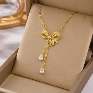 Non Tarnish 18k Gold Plated Stainless Steel Necklace Zircon <b>Cross</b> Heart Butterfly Pendant Women Pearl Necklace Jewelry Gift - Product Image 5