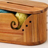Support de téléphone moderne en bois tressé écologique, avec couvercle en fil, pour rangement d'artisanat, design anti-emmêlement pour les tricoteuses, cadeau pour la maison