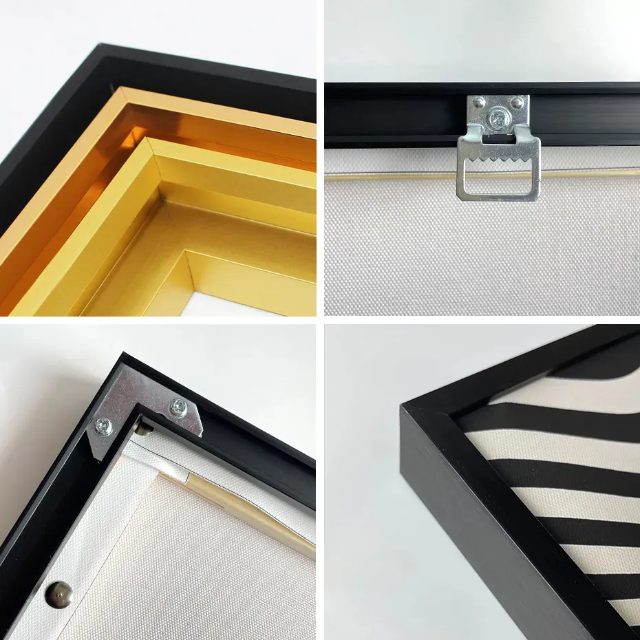 A0 A1 Large size Black Gold Aluminum metal Picture frame for Canvas Floater Frame Wholesale