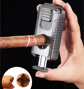 JOFI Multifunctional Metal <b>Cigar</b> <b>Lighter</b> Triple Jet Flame Windproof Refillable Butane Fuel Outdoor Portable Igniter Business Gif - Product Image 3