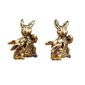 Figurita de conejo de latón, adorno de mesa con forma de animal, madre e hijo, para el hogar, oficina, artesanía del zodíaco chino, 2 uds. - Product Image 5