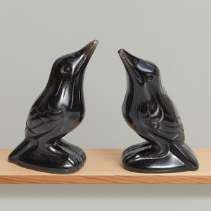 Offre Spéciale : Sculpture d'oiseau corbeau en obsidienne noire naturelle, sculptée à la main, pierres de guérison en cristal, sculpture animale - Product Image 1