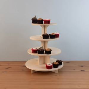 Support à cupcakes en contreplaqué à 4 niveaux, facile à assembler, pour mariages et fêtes, étagères de rangement pour marché et salon - Product Image 1