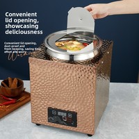 Chauffe-soupe électrique commercial en acier inoxydable, texture martelée, 400W, 11L, pour buffets d'hôtel et soupes de petit-déjeuner