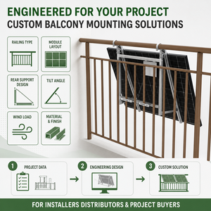 Système de montage solaire pour balcon sur mesure OEM, support arrière réglable pour panneaux photovoltaïques, pour les installateurs - Product Image 1
