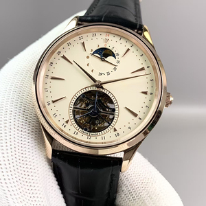 Reloj Hombre Tourbillon Moon Phase Display Luminous Sapphire Crystal Rose Gold <b>Case</b> Black Genuine Leather Mens High-end <b>Watch</b> - Product Image 2