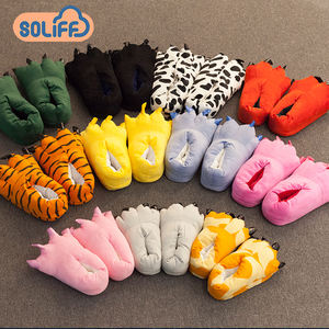 Calde <span class=keywords><strong>Pantofole</strong></span> in Peluche a Forma di Zampa di Animale Stile Cartone Animato da <span class=keywords><strong>Donna</strong></span> e da Uomo Ciabatte da Casa per Interni - Product Image 1