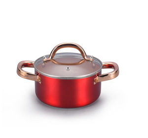 Rivestimento metallico rosso articoli da <span class=keywords><strong>cucina</strong></span> set di utensili da <span class=keywords><strong>cucina</strong></span> antiaderente set di pentole antiaderenti con manico in acciaio inossidabile - Product Image 4