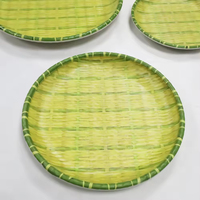 Lot d'assiettes en fibre de bambou mélaminée couleur naturelle, écologiques, nouveau design, 8/10/12 pouces, pour fêtes et événements