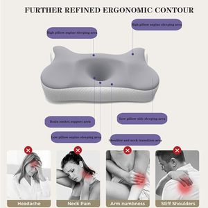 Oreiller cervical ergonomique pour soulager les douleurs au cou, oreiller contour en mousse à mémoire de forme pour dormir, idéal pour les dormeurs latéraux et les personnes souffrant de maux de cou - Product Image 2