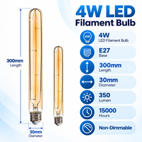 OEM / ODM disponible Vintage Long filament LED ampoule à filament tubulaire 4W E27 220V T30L sans scintillement LED filament ampoule CE