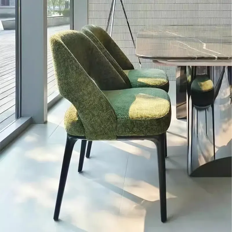 북유럽 솔리드 우드 가죽 식당 의자 이탈리아 패브릭 의자 모던 홈 하이 백 디자이너 식탁 세트 4 의자