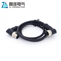 Connecteur ZLconnector étanche femelle M12 3 broches à tête droite double face IP67 en laiton plaqué or moulé pour usage industriel