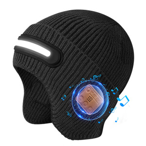 Bonnet <span class=keywords><strong>LED</strong></span> lumineux chaud d'hiver rechargeable lavable avec casque audio sans fil et écouteurs sportifs – Cadeau - Product Image 2